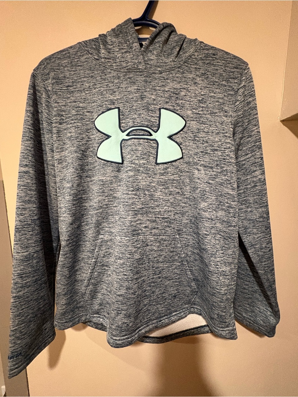 Under Armour Coldgear Gray Hooded Sweatshirt with Mint Green Logo